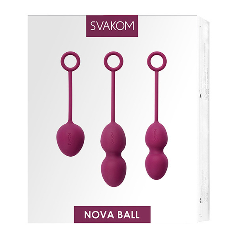 Набор фиолетовых вагинальных шариков со смещенным центром тяжести Svakom Nova Ball Weighted Kegel with Cord Set SSYB-01-VLT