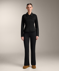 OYSHO Расклешенные брюки с высокой посадкой и эффектом неопрена, черный