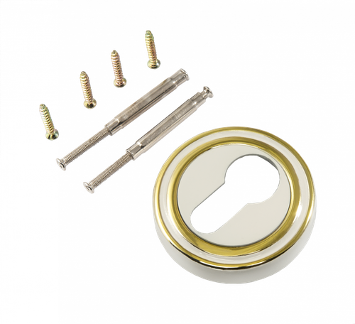 Накладка круг на цилиндр Ренц INET 16 MSW/GP, цвет супер белый матовый/золото (гарантия - 12 месяцев)