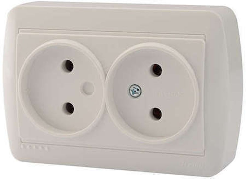 Розетка LEZARD DEMET 2-местная о/п б/з бел. 16А 250В