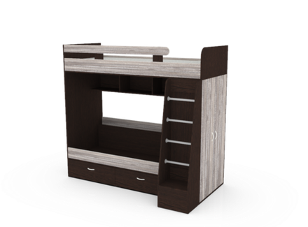 Двухъярусная кровать КарИВи Юниор 6 Венге Бетон