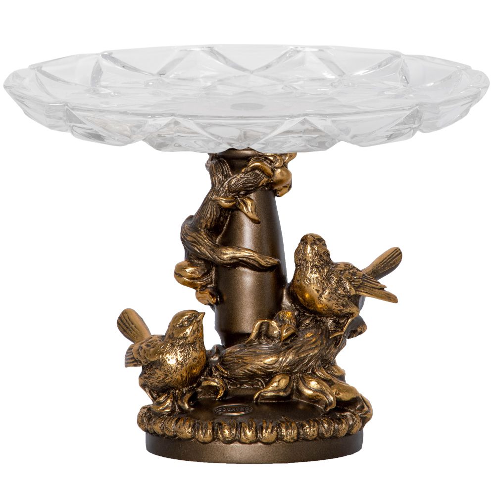 Фруктовница Мелодия любви Бронза с чашей из стекла