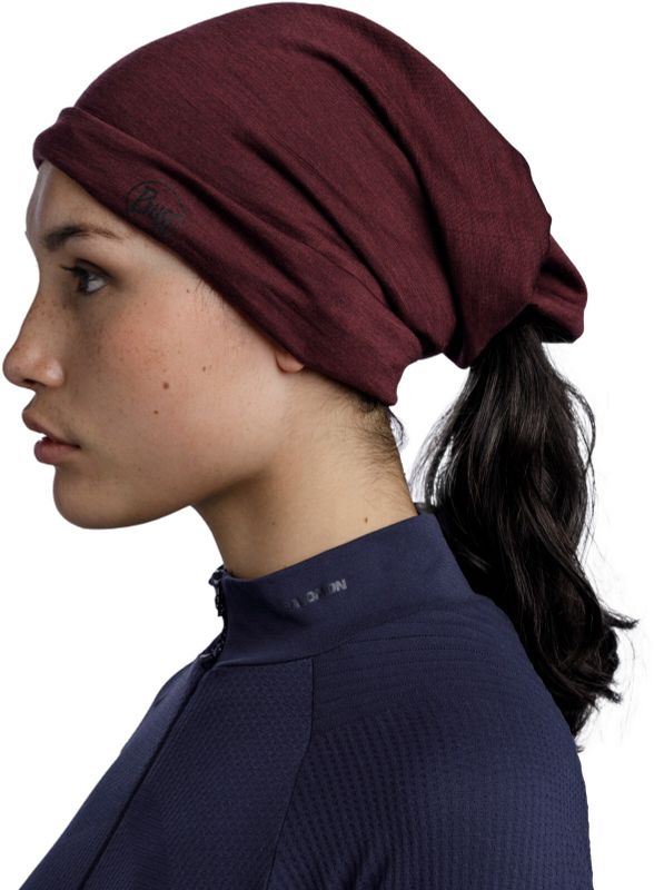 Тонкий шерстяной шарф-труба Buff Merino Lightweight Solid Garnet Фото 2