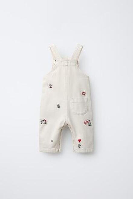 ZARA ДЛИННЫЙ КОМБИНЕЗОН ИЗ САРЖИ SNOOPY PEANUTS™, ЭКРЮ