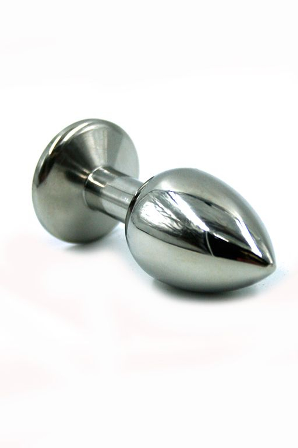 Серебристая средняя анальная пробка с фиолетовым кристаллом - 8 см. (Цвет: фиолетовый)