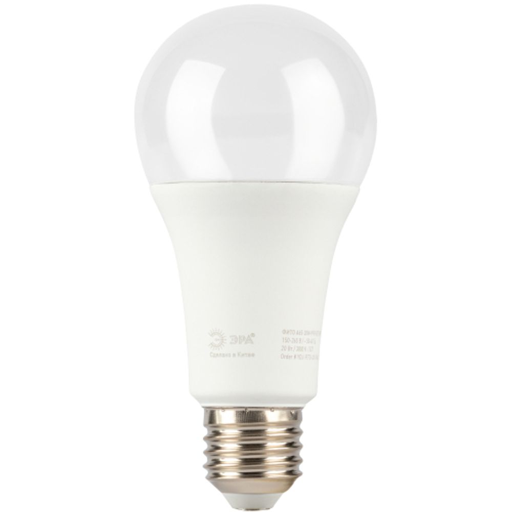 Фитолампа для растений светодиодная ЭРА GREEN LINE ФИТО A65-20W-PFR-E27-GR 20 Вт полного спектра | Фитолампы Е27