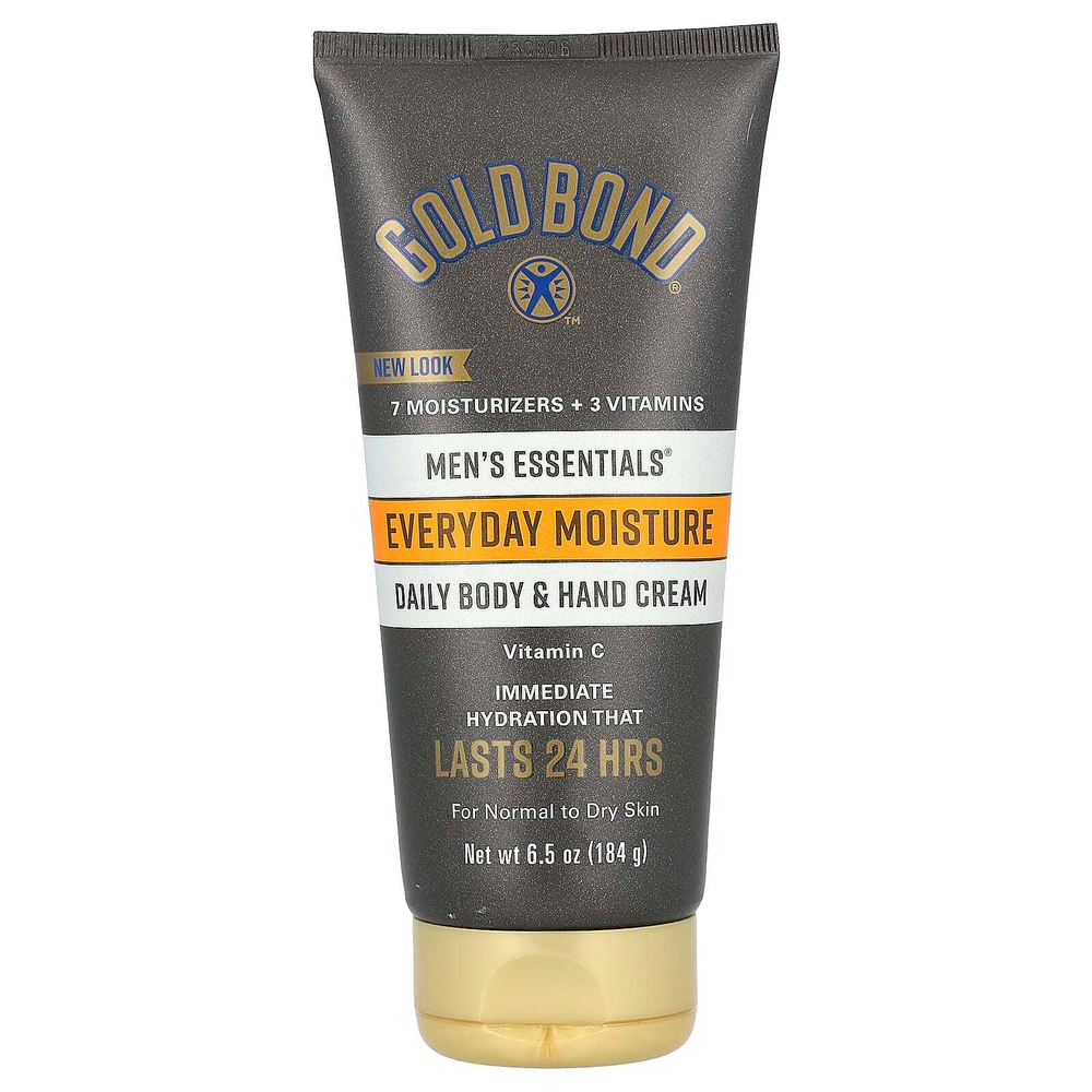 Gold Bond, Men's Essentials, ежедневный крем для тела и рук, для нормальной и сухой кожи, 184 г (6,5 унции)
