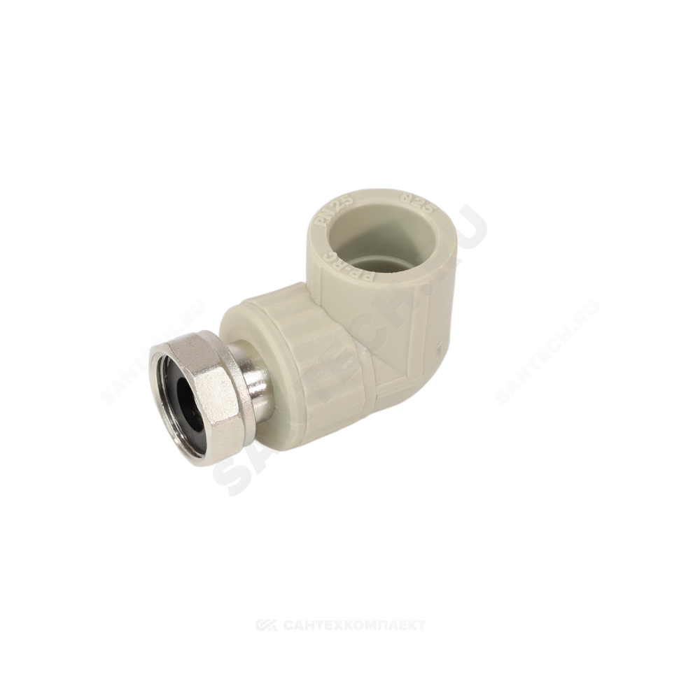 Угольник PP-R комбинированный серый Дн 20х1/2" с накидной гайкой VALFEX 10138020Г