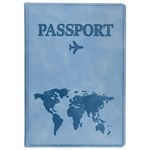 Обложка для паспорта "Passport Map", мягкая экокожа, голубая, STAFF, 238877