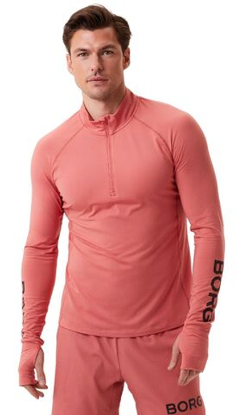 Мужская теннисная кофта Björn Borg Borg Midlayer Half Zip - Розовый