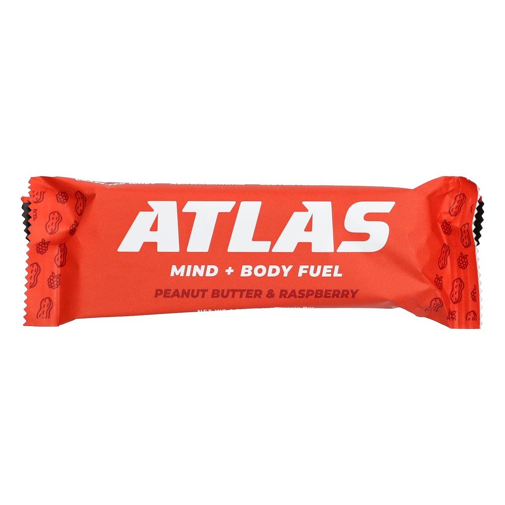 Atlas Bar, батончик с сывороточным протеином от коров травяного откорма, арахисовая паста и малина, 12 батончиков по 54 г (1,9 унции)