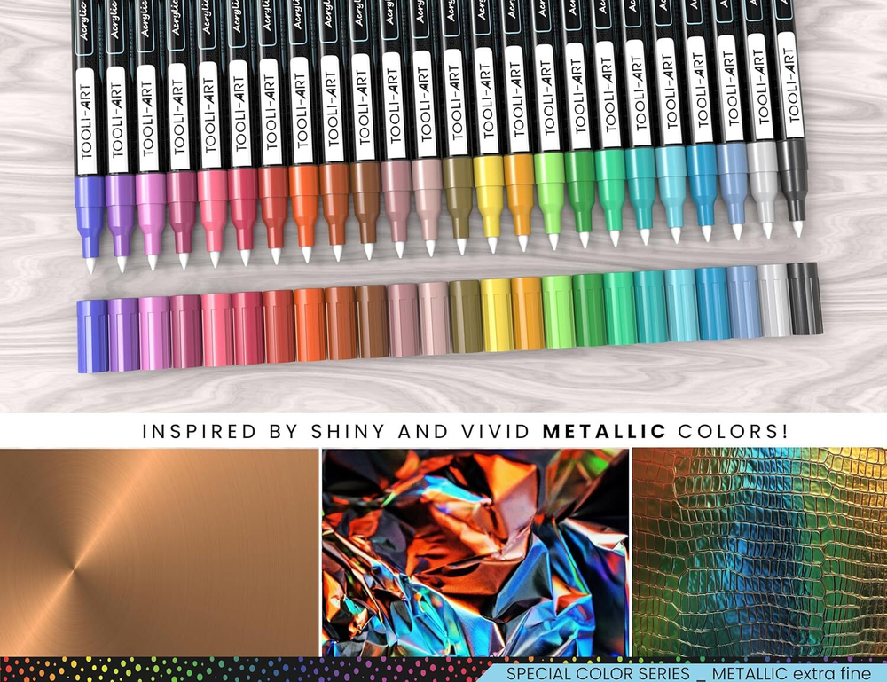 TOOLI-ART акриловые маркеры фломастеры, 24 шт., 0,7 мм Metallic