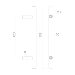 Ручка-рейлинг мебельная MB-H-005-128 мм SS нерж.