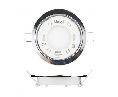 Светильник Uniel ультратонкий встраиваемый GX53-H2 CHROME 10 PROM Хром - 10 штук