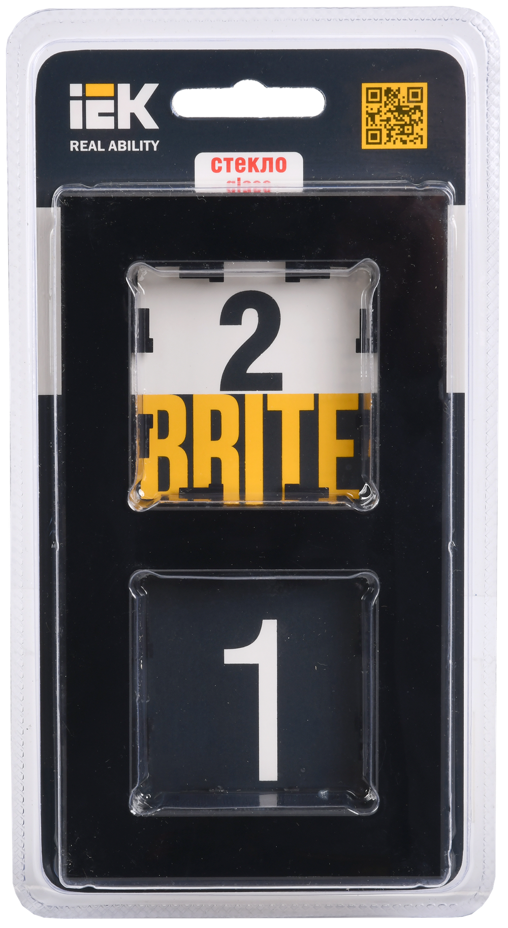 BRITE Рамка 2 -местная РУ-2-2-БрЧ стекло черный IEK