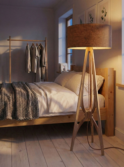 Торшер Maestoso в интерьере спальни в уютном стиле Scandi