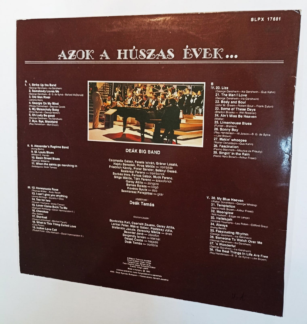 Винтажная виниловая пластинка Deak Big Band Azok A Huszas Evek Vilagslagerek Angol Nyelven Jazz (Hungary 1982)
