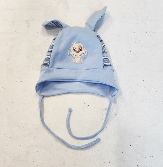 Шапочка хлопок с ушками, Собачка , голубая 44