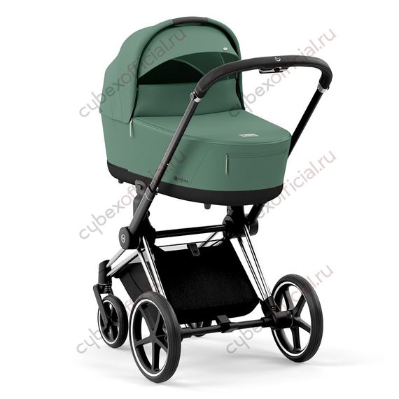 Коляска для новорожденных Cybex Priam IV Leaf Green шасси Chrome Black