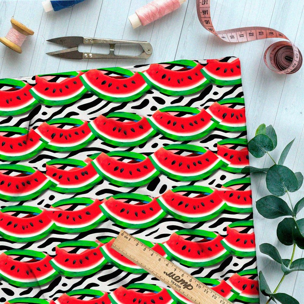 Ткань премиум таффета дольки арбуза