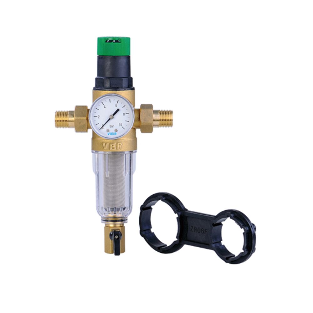 Фильтр с регулятором давления и манометром 1/2&quot; для хол.воды VIER JC158