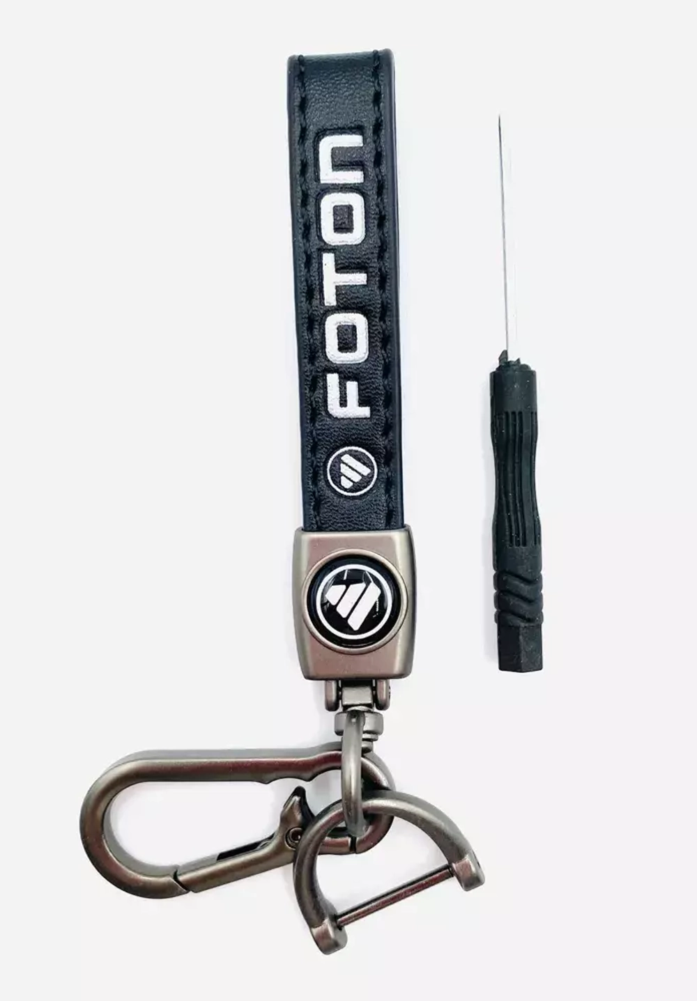 Брелок для ключей кожаный с эмблемой Foton (кожзам, белая надпись)