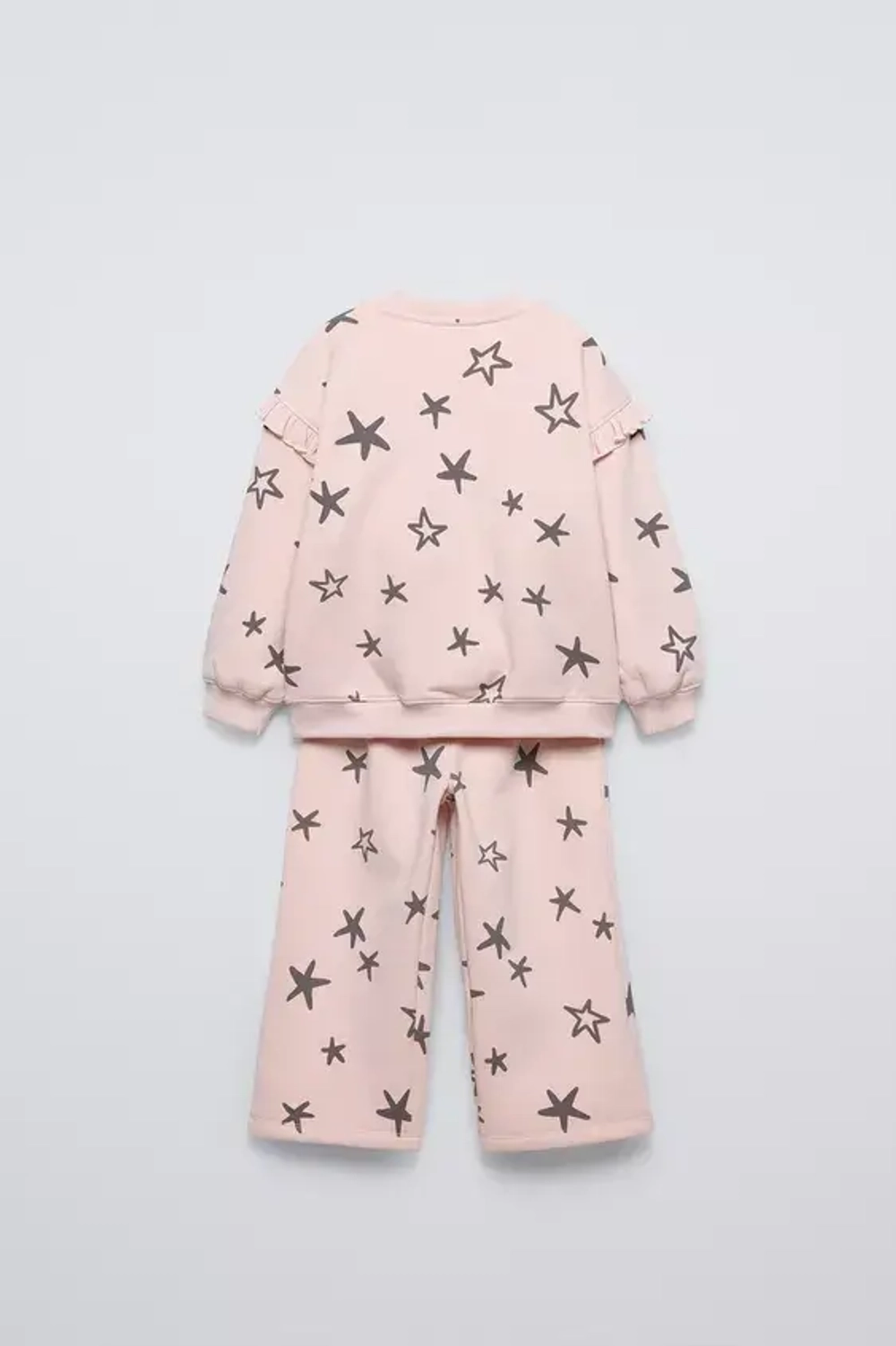 ZARA КОМПЛЕКТ ИЗ ТОЛСТОВКИ И БРЮК С ПРИНТОМ, ПАСТЕЛЬНО-РОЗОВЫЙ