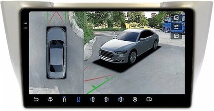 Магнитола для Toyota Harrier XU30 2003-2013, Lexus RX 2003-2009 (монохром, рамка вниз) - FarCar BX10-360-9665 монитор 10.36" 2K QLED на Android 13, 6Гб+128Гб, CarPlay, 4G SIM-слот, 4 камеры в комплекте
