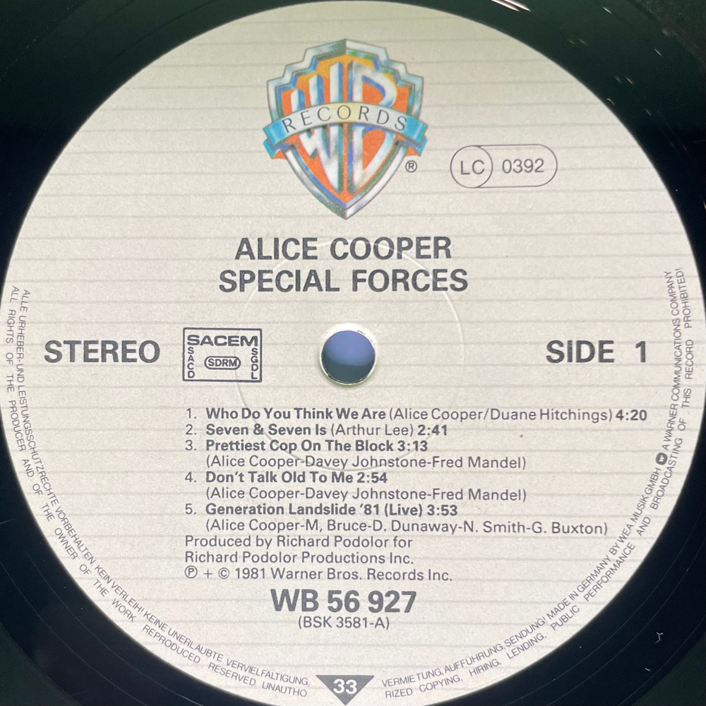 Alice Cooper ‎– Special Forces (Франция 1981г.)