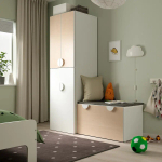 Шкаф детский - IKEA SMÅSTAD/SMASTAD, 150x57x196 см, белый/светло-коричневый, СМОСТАД ИКЕА