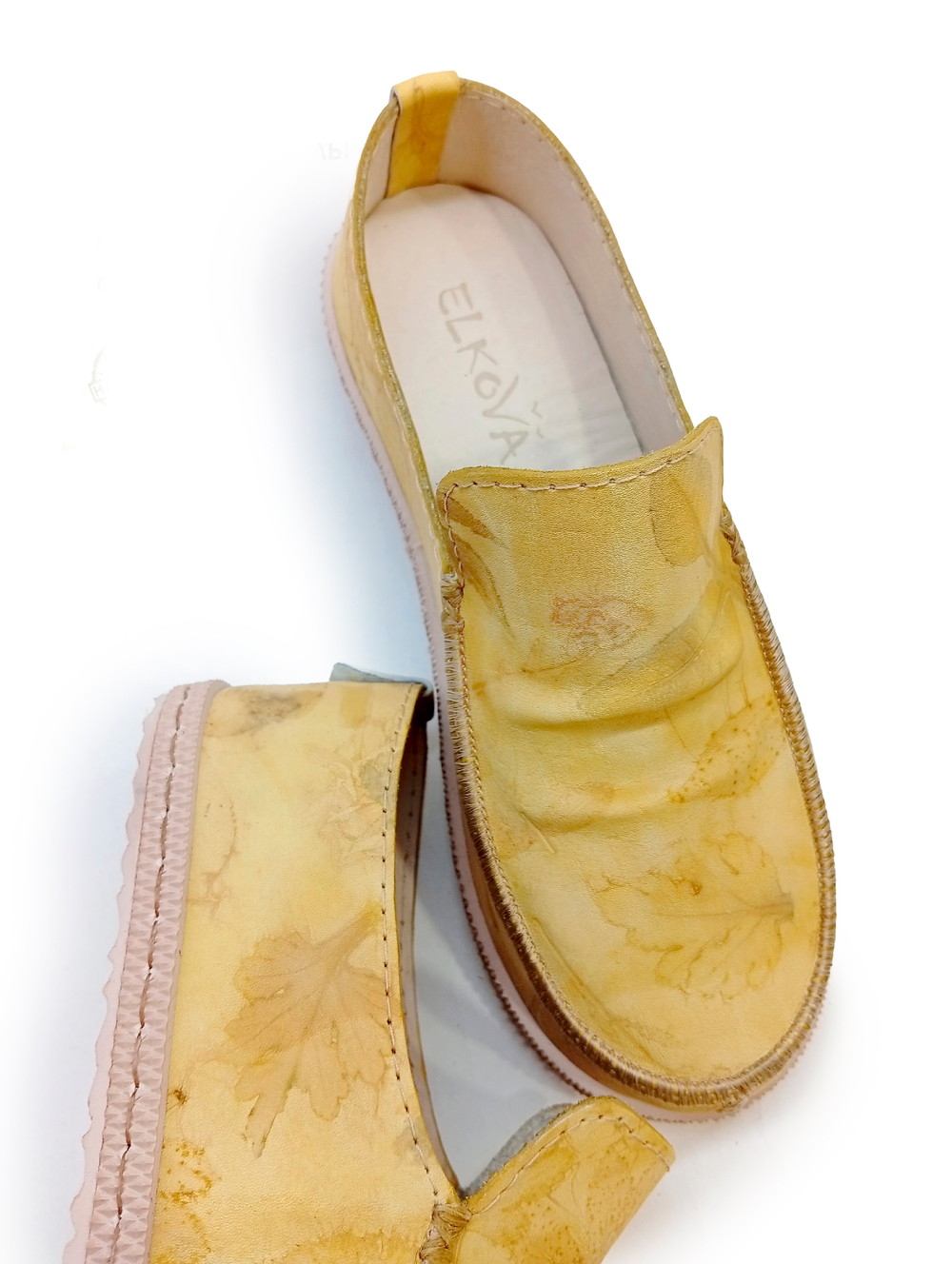 Лоферы кожаные "Lemon Ecoprint"