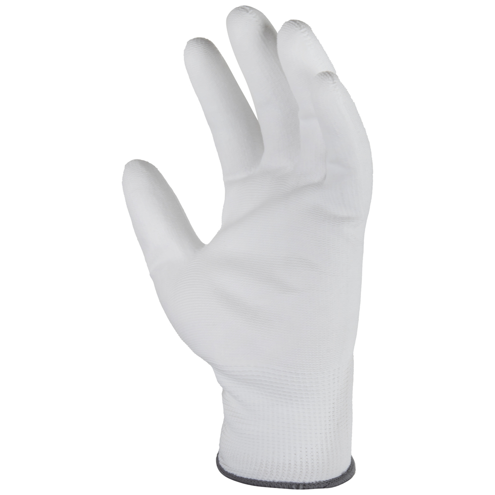 WDK-PU01W/XXL/5, 5 пар, размер XXL, Перчатки БЕЛЫЕ защитные эластичные из нейлона с полиуретановым покрытием