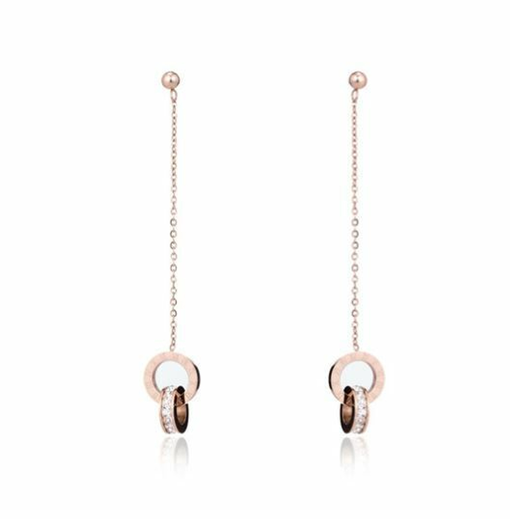 SALE! Длинные серьги с цепями и кольцами, римский циферблат, 1 пара.