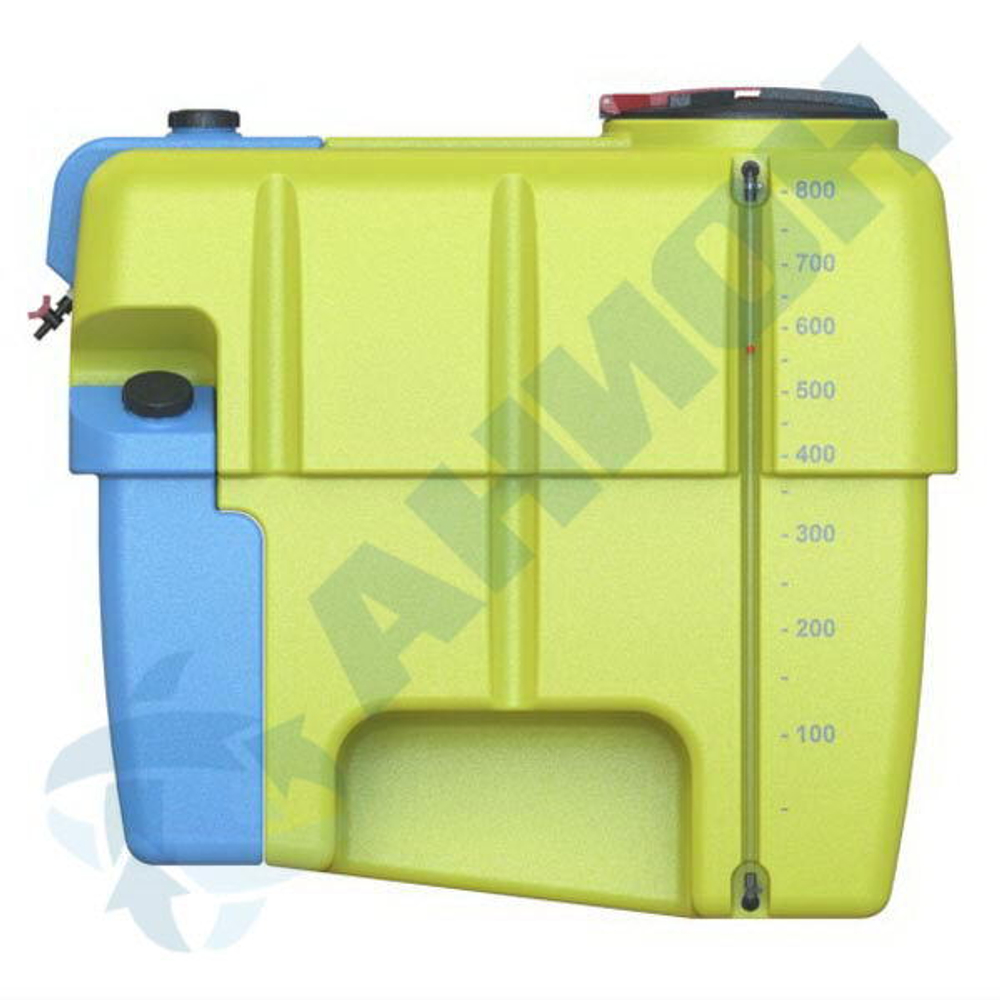 Бак навесного опр. 800 л с уровнемером, промывочным баком 80 л, с рукомойником 20 л в сборе Анион 800 л.(1500x700x1410см;желтый) - арт.559574