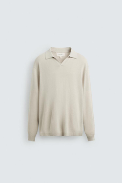 ZARA ТРИКОТАЖНОЕ ПОЛО, ПЕСОЧНЫЙ