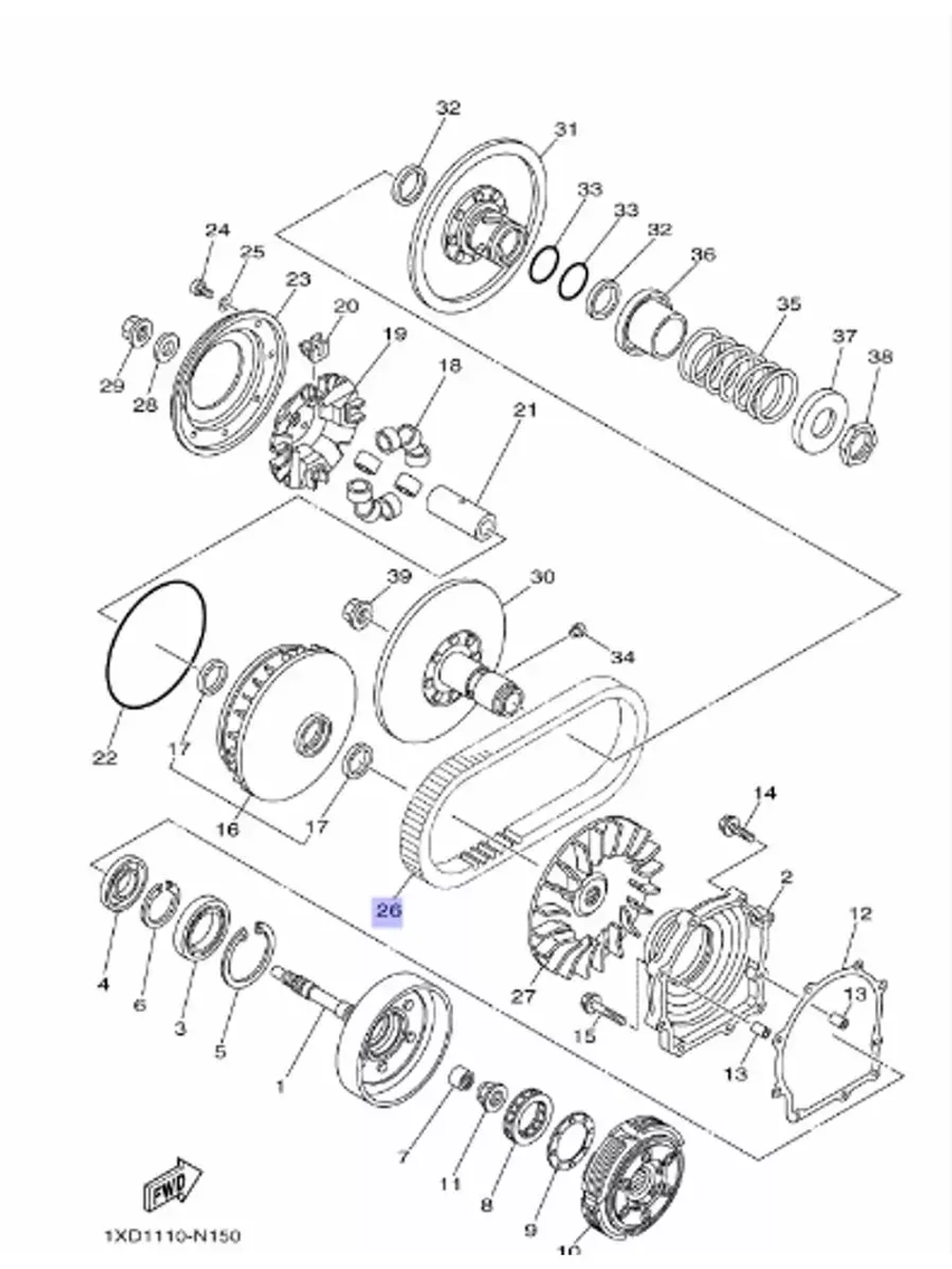 Ремень вариатора для квадроцикла 1XD176410000