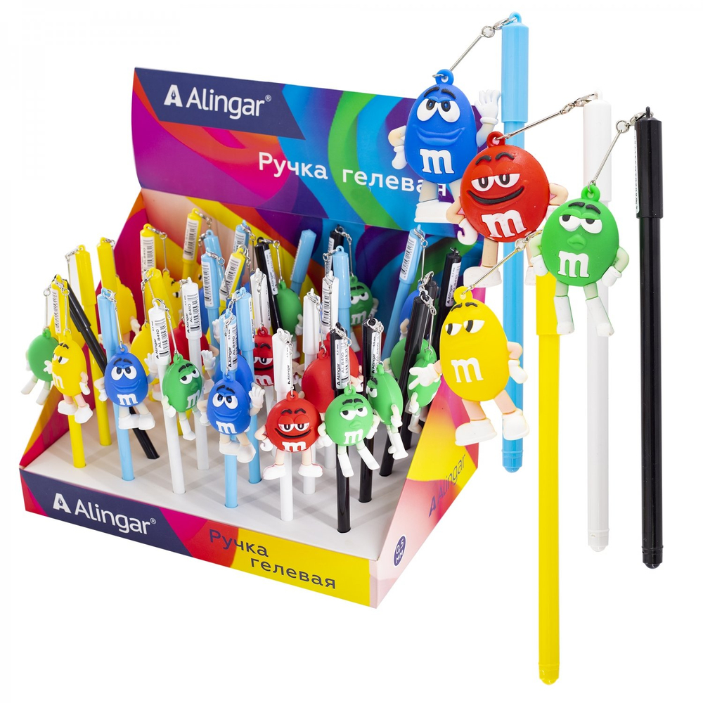 Ручка гелевая Alingar "MMDance", 0,5 мм, синяя, игольчатый наконечник, круглый цветной пластиковый корпус, карт. уп.