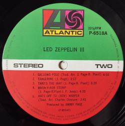 Винтажная виниловая пластинка LP Led Zeppelin III (Japan 1979) (No Obi) Limited Edition