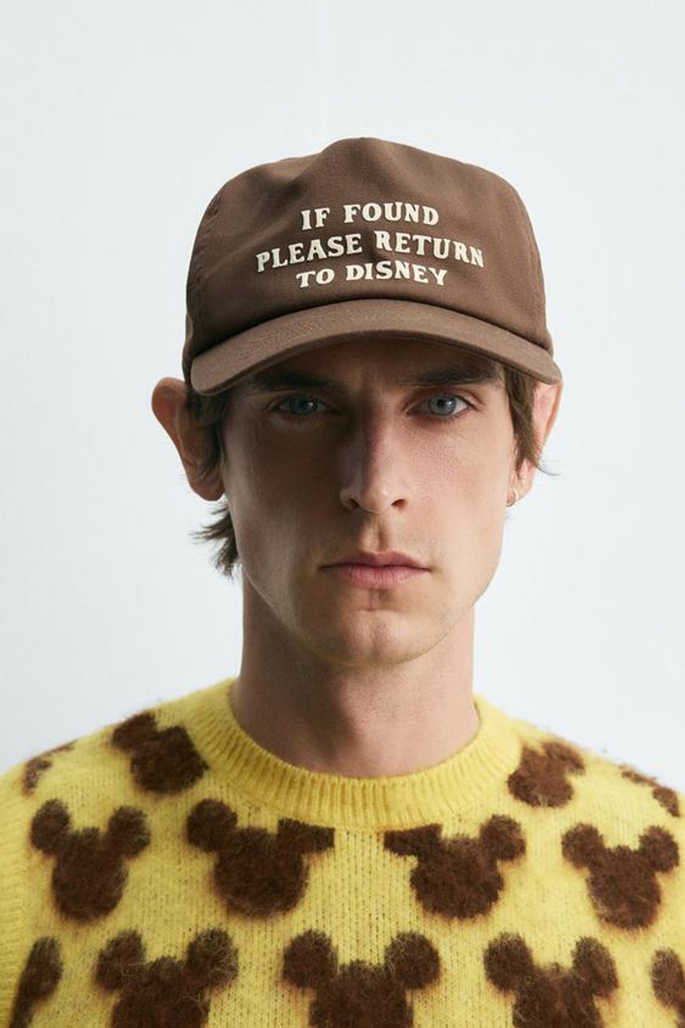 ZARA HARRY LAMBERT X DISNEY КЕПКА С ТЕКСТОМ, КОРИЧНЕВЫЙ