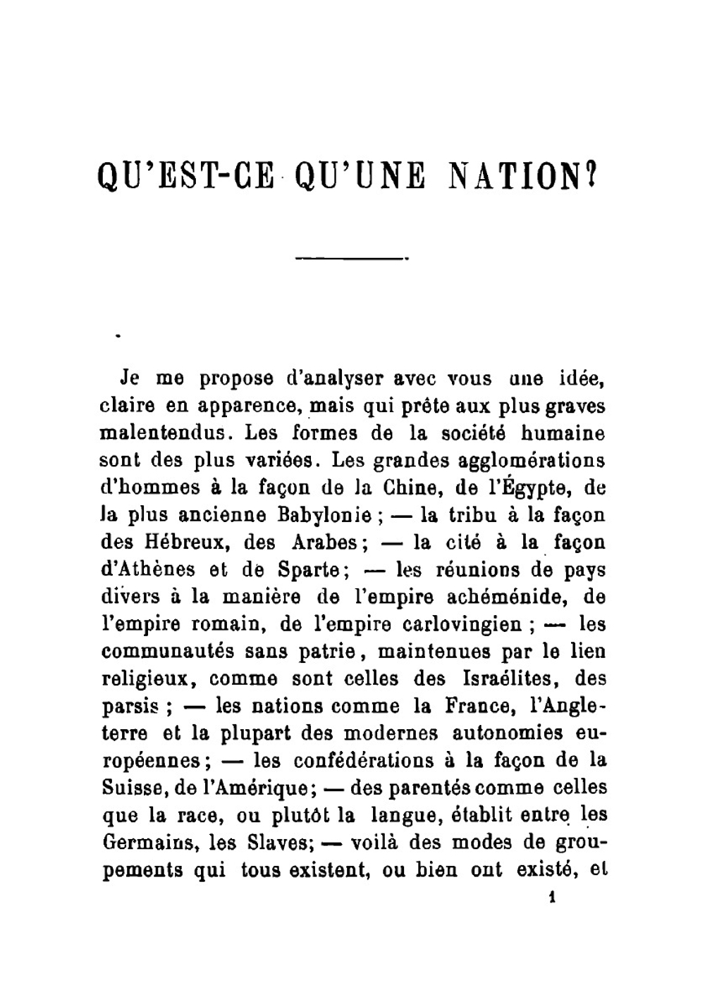 Qu'est-ce qu'une nation? conférence faite en Sorbonne, le 11 mars 1882 | Эрнест Ренан