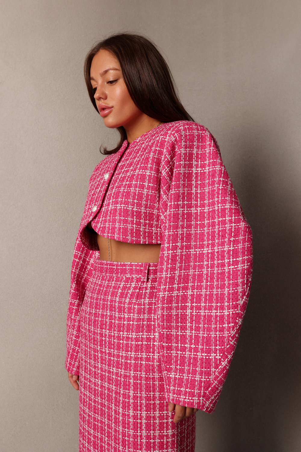 Жакет из твида О-силуэта