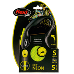flexi рулетка Neon New S (до 12 кг) трос 5 м, светоотражающая, желтый неон