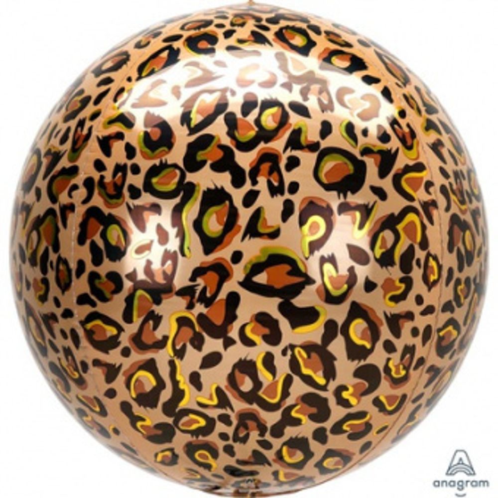 Шар 3D сфера, фольга, 15"/38 см, "Сафари. Леопард" (AN) (БГ-20)
