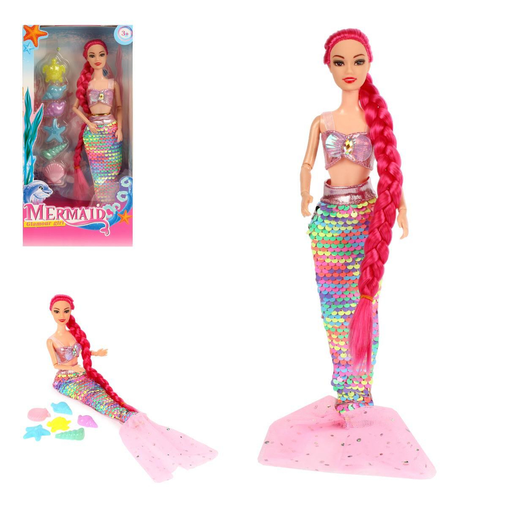 Кукла тип Модница Русалка на шарнирах с аксессуарами, коробка 316-2