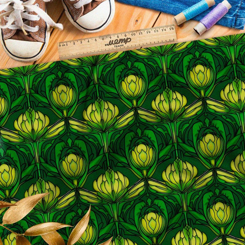 Ткань Барби зеленая аркада