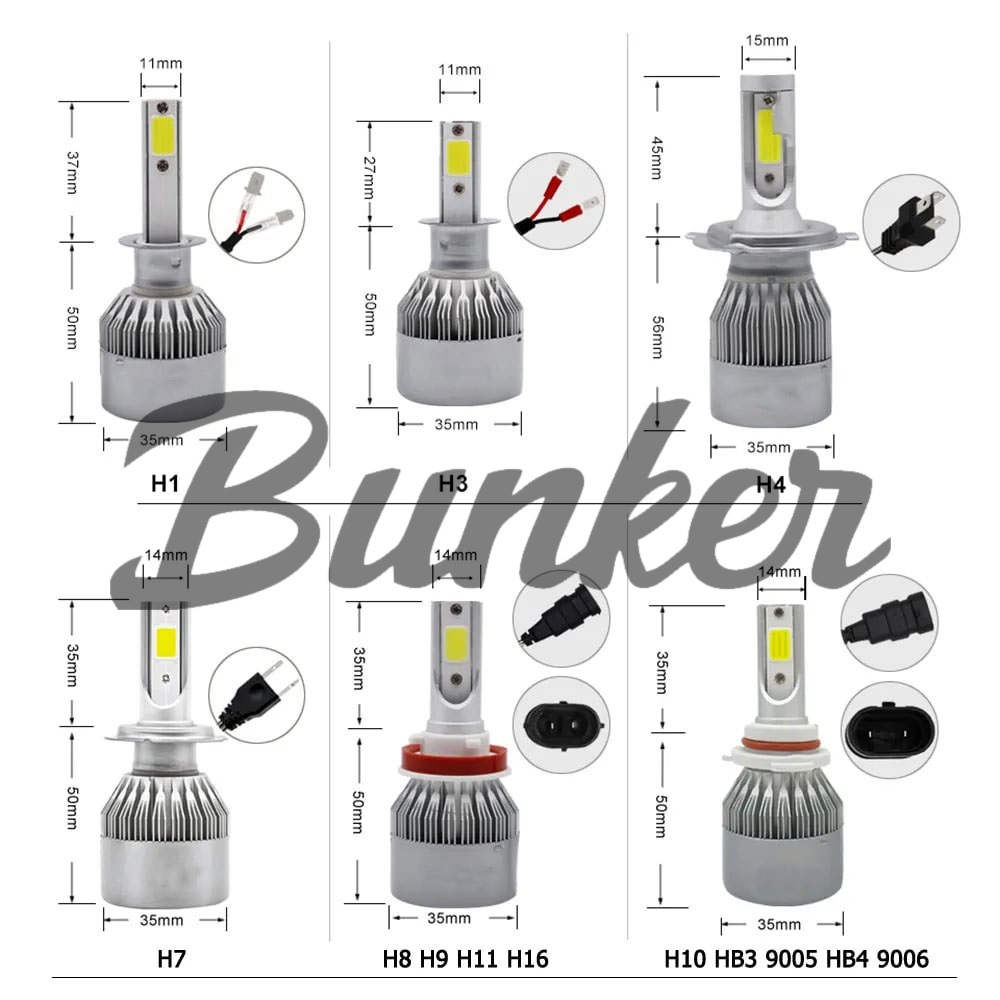 Светодиодные лампы C6, цоколь H1 (эконом) в головной свет, (компл)
