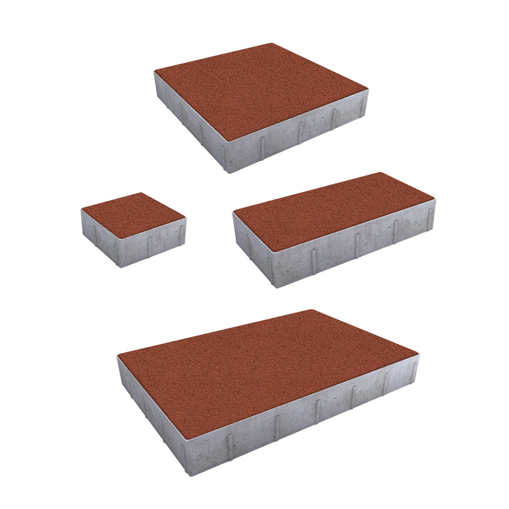 Тротуарная плитка ГРАНДО - Гранит Красный, комплект из 4 видов плит
