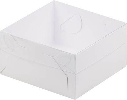 Коробка для зефира, 200*200*70, белая с пластиковой крышкой