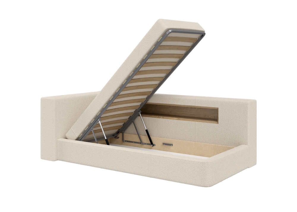 Диван-кровать Cube c нишей L (бежевый, рогожка)