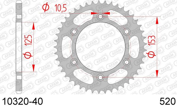 AFAM 10320-40 звезда задняя HONDA CRF 250 (ведомая) стальная, 520, (JTR301.40)